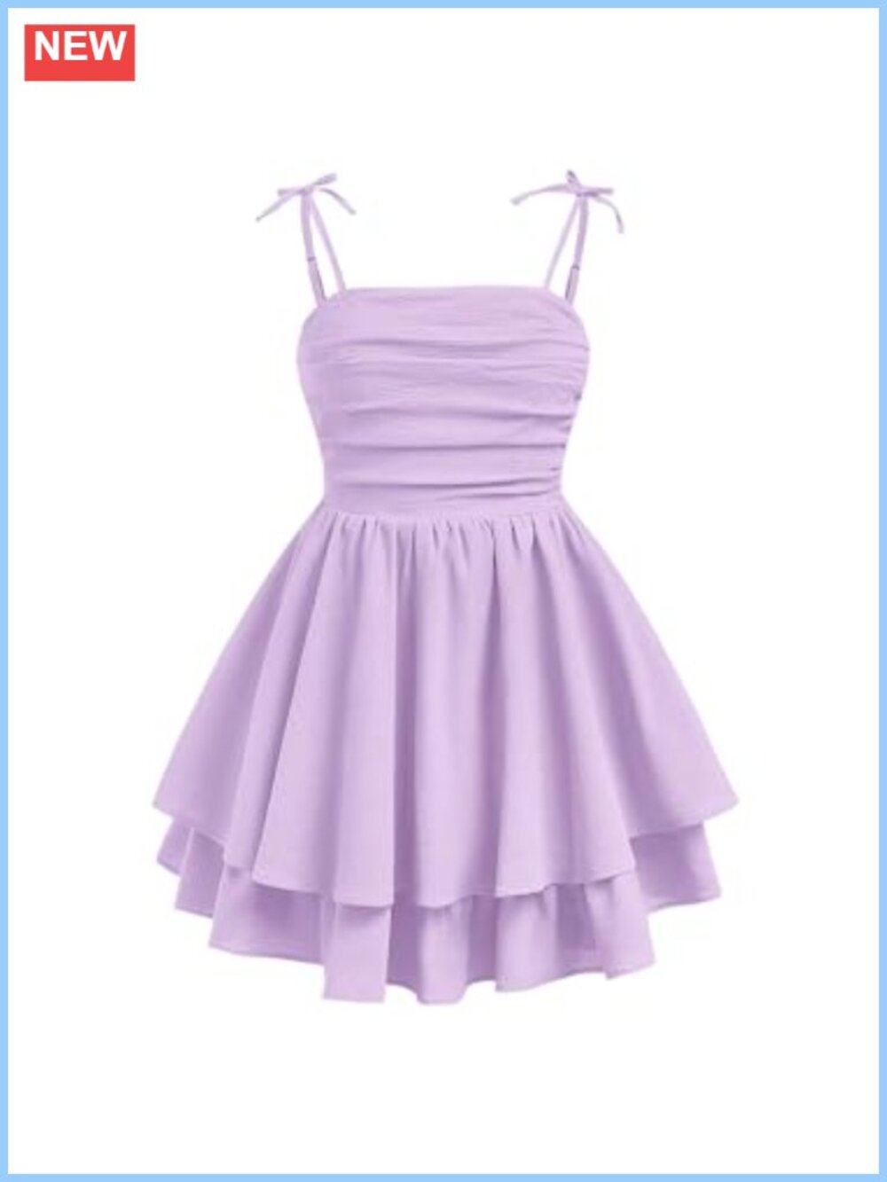 Girls Smocked Ruched A-Line Swing Layered Flowy Cami Dress